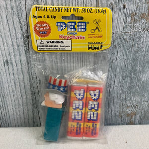 Vintage 1998 Uncle Sam USA Patriotic Hat PEZ 2 Candy Keychain Original Package